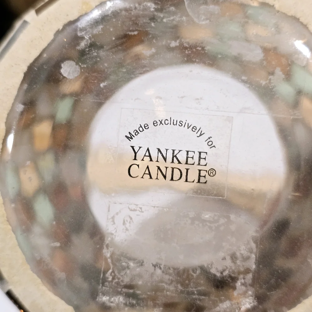 Vintage Yankee Candle Glass Mosaic Tart Candle Holder and Sugared Apple Refills - Picture 8 of 12
